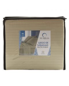 Juego de Sábanas Matrimonial Embossed Café Beige