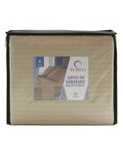 Juego de Sábanas King Size Embossed Café Beige