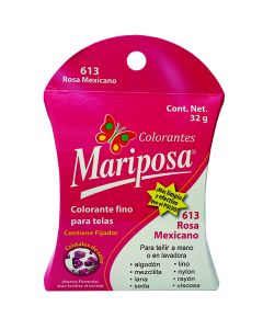 Colorante para telas Mariposa Cristales Rosa Mexicano No.613 de 32 g