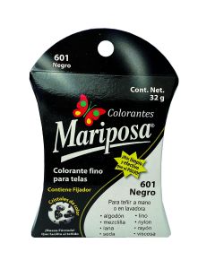 Colorante para telas Mariposa Cristales Negro No.601 de 32 g