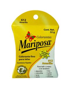 Colorante para telas Mariposa Cristales Amarillo No.612 de 32 g