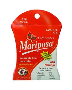 Colorante para telas Mariposa Cristales Naranja No.618 de 32 g