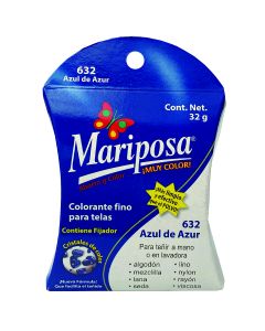 Colorante para telas Mariposa Cristales Azul de Azur No.632 de 32 g