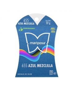 Colorante para telas Mariposa Cristales Azul Mezclilla No.655 de 32 g