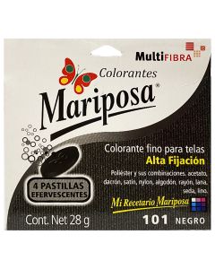 Colorante para telas Mariposa Multifibra Negro No.101 de 28 g