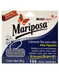 Colorante para telas Mariposa Multifibra Azul Marino No.106 de 28 g