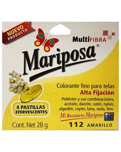 Colorante para telas Mariposa Multifibra Amarillo No.112 de 28 g