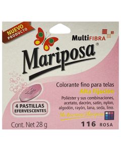 Colorante para telas Mariposa Multifibra Rosa No.116 de 28 g