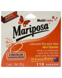 Colorante para telas Mariposa Multifibra Naranja No.118 de 28 g