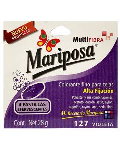 Colorante para telas Mariposa Multifibra Violeta No.127 de 28 g