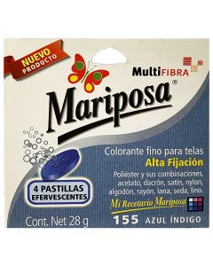 Colorante para telas Mariposa Multifibra Azul Indigo No.155 de 28 g