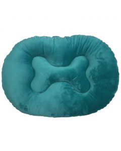 Cama para Mascota Ovalada Velour Chica Azul Turquesa