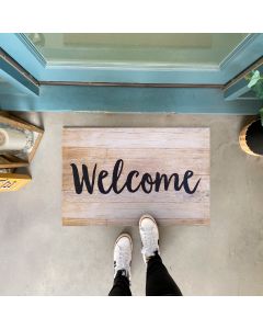 Tapete de Entrada Polytop Caucho Reciclado Beige Wood Welcome