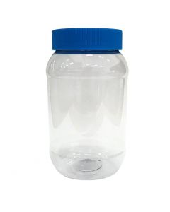 Tarro de Pet Transparente Con Tapa Azul Redondo 500 ml