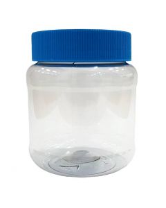 Tarro de Pet Transparente Con Tapa Azul Redondo 250 ml