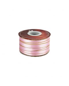 Listón Satinado Con Orilla Metálica Oro-Rosa #3