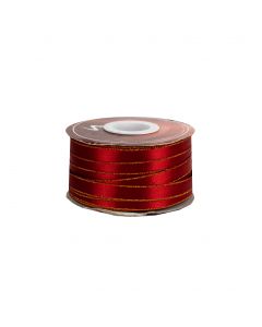Listón Satinado Con Orilla Metálica Oro-Rojo #3