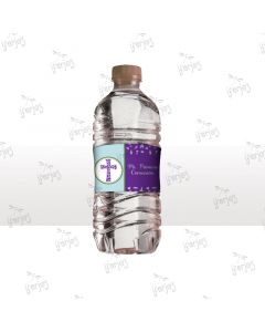 Etiqueta Agua Primera Comunion Cruz Morado