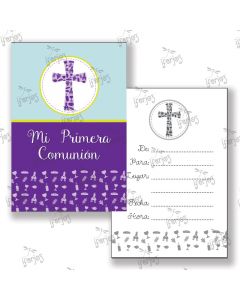 Invitaciones Primera Comunion Cruz Morado