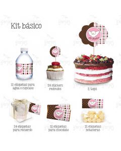 Kit Mesa De Dulces Bautizo Paloma Rosa