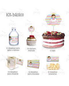 Kit Mesa De Dulces Bautizo Angelita Rezando Rosa