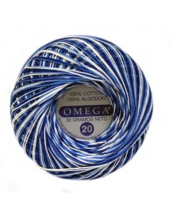 Hilo Crochet #20 color Matizado Azul Caja de 12 pzs