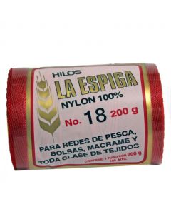 Hilo Nylon #18 color Rojo Paquete de 4 pzs