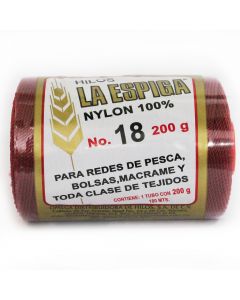 Hilo Nylon #18 color Vino Paquete de 4 pzs